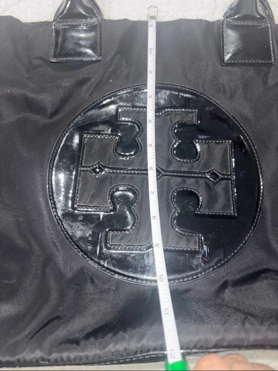 Tory Burch Black Nylon Tote with Patent Logo - Picture 5 of 5